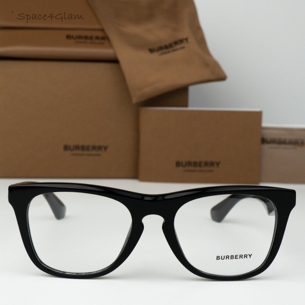 BRAND NEW Burberry BE2409 3001 Black Demo Square Unisex Eyeglasses BE 2409
